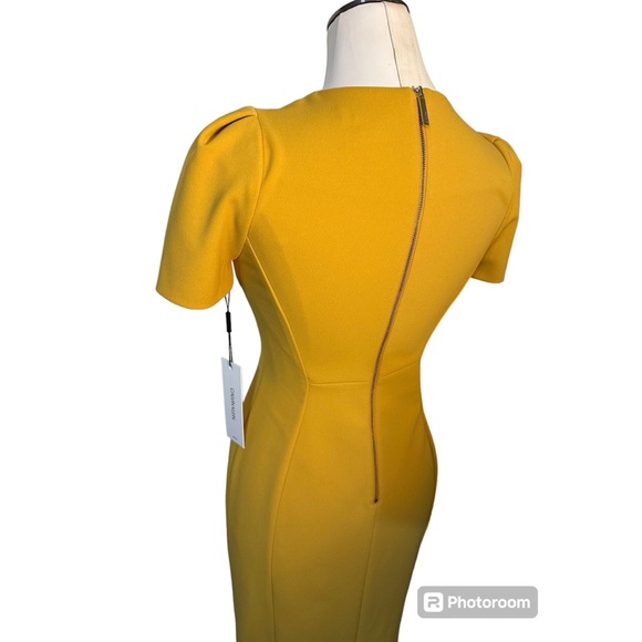 Beautiful NWT Calvin Klein sz 6P mustard / yellow ochre dress Chic and Classy - Picture 6 of 11